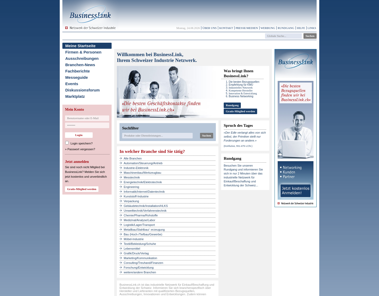 Aktuelle Website-Vorschau von Informationen über KMU gesucht? Business