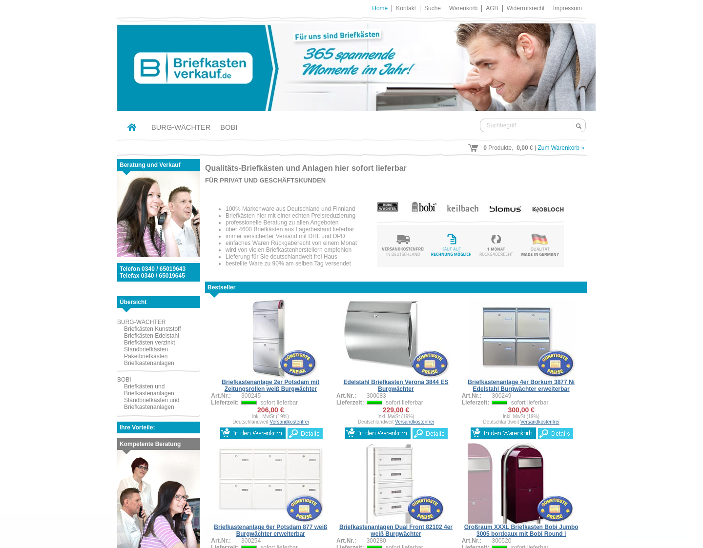 Aktuelle Website-Vorschau von Briefkasten Verkauf online