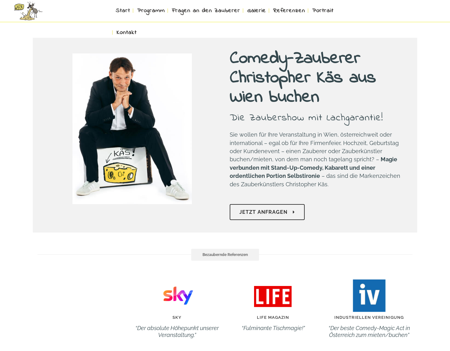 Aktuelle Website-Vorschau von Zauberer mieten – Christopher Kaes