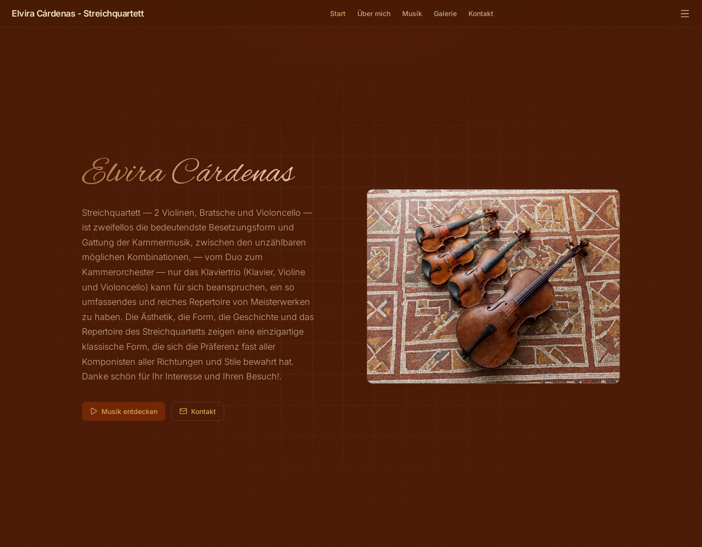 Aktuelle Website-Vorschau von Elvira Cardenas Streichquartett