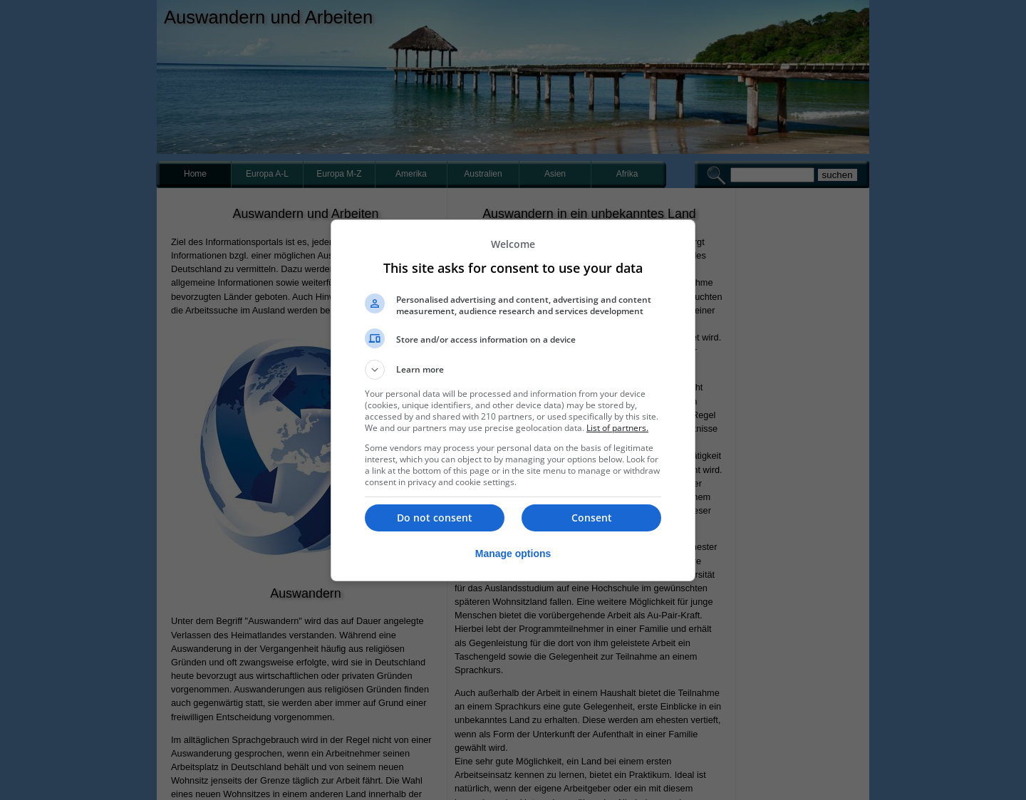 Aktuelle Website-Vorschau von Auswandern