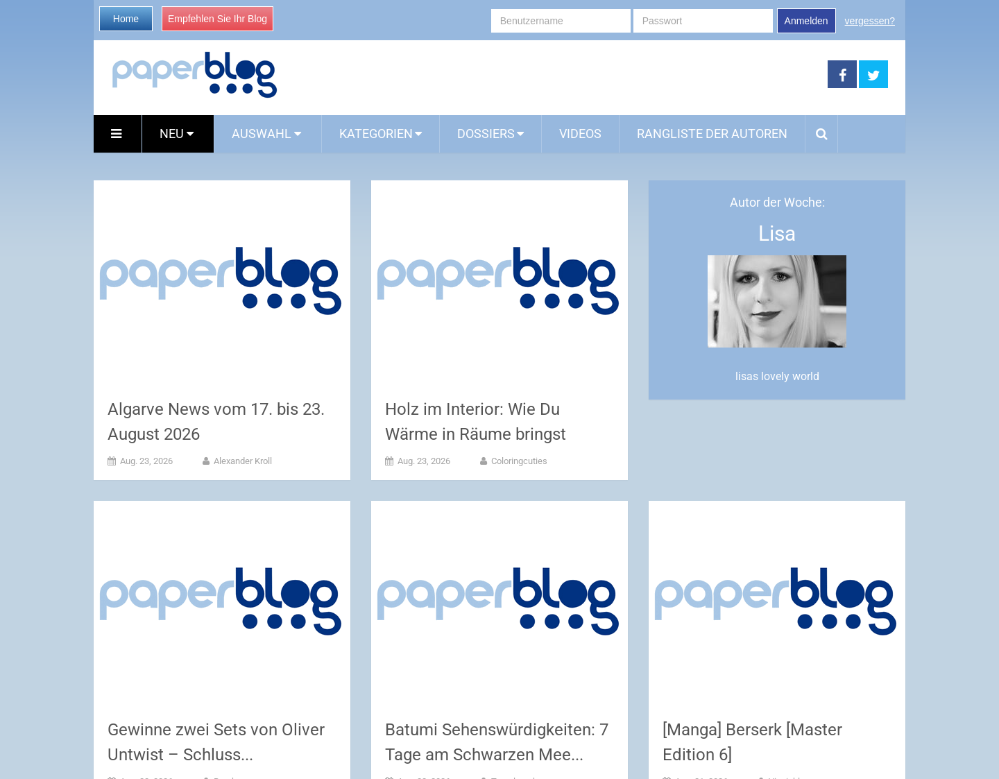 Aktuelle Website-Vorschau von Paperblog auf Deutsch
