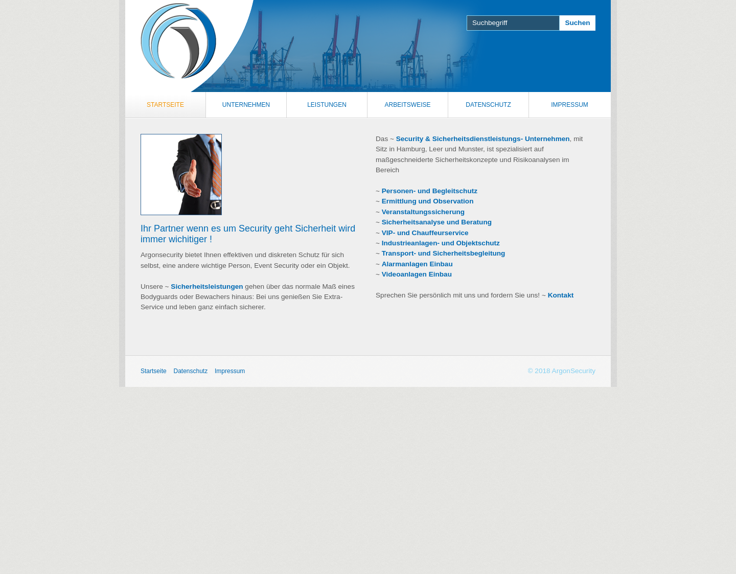Aktuelle Website-Vorschau von Security Hamburg, Sicherheitsdienst Hamburg