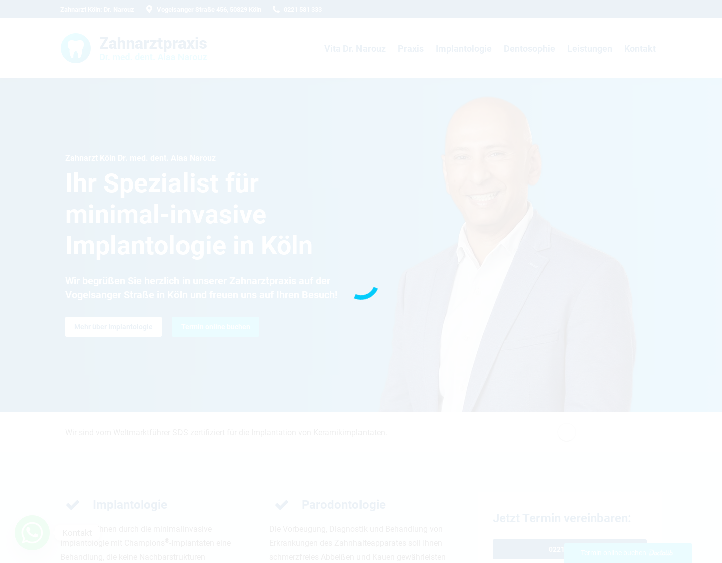 Aktuelle Website-Vorschau von Zahnarzt Dr. Narouz aus Köln