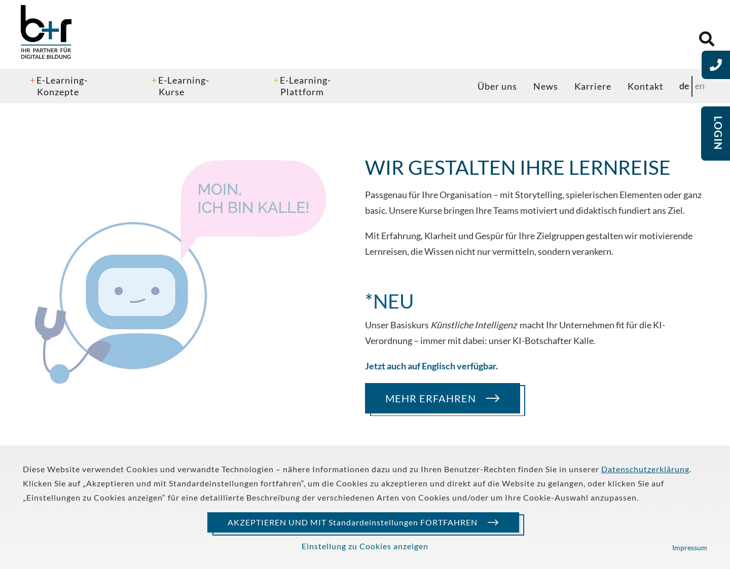 Aktuelle Website-Vorschau von WBTs und Autorentools
