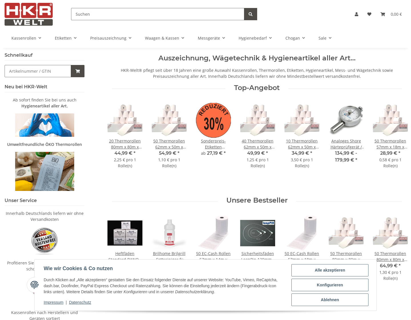 Aktuelle Website-Vorschau von HKR-Welt.de - Auszeichnung & Wägetechnik