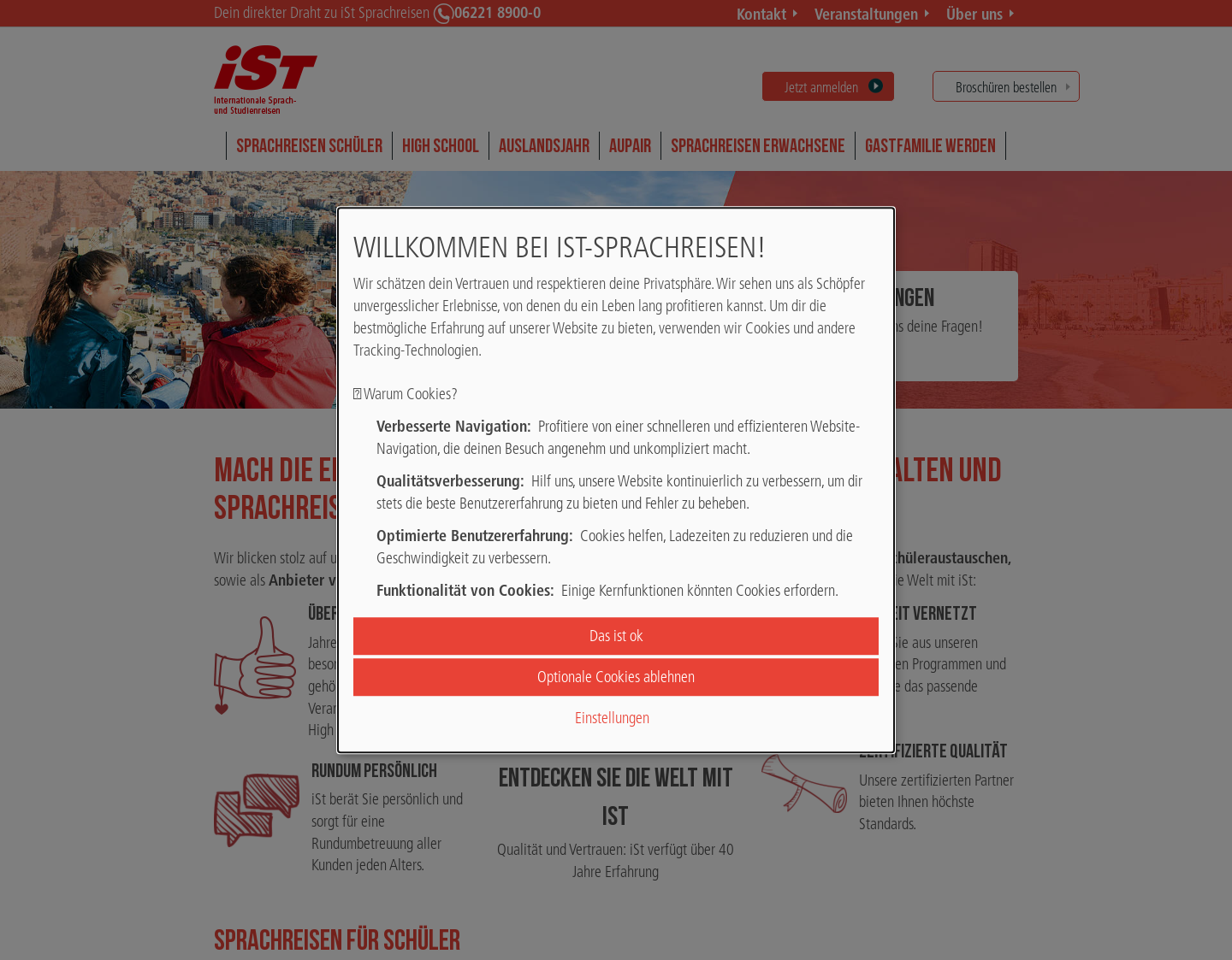 Aktuelle Website-Vorschau von iSt Sprachreisen und Sprachkurse