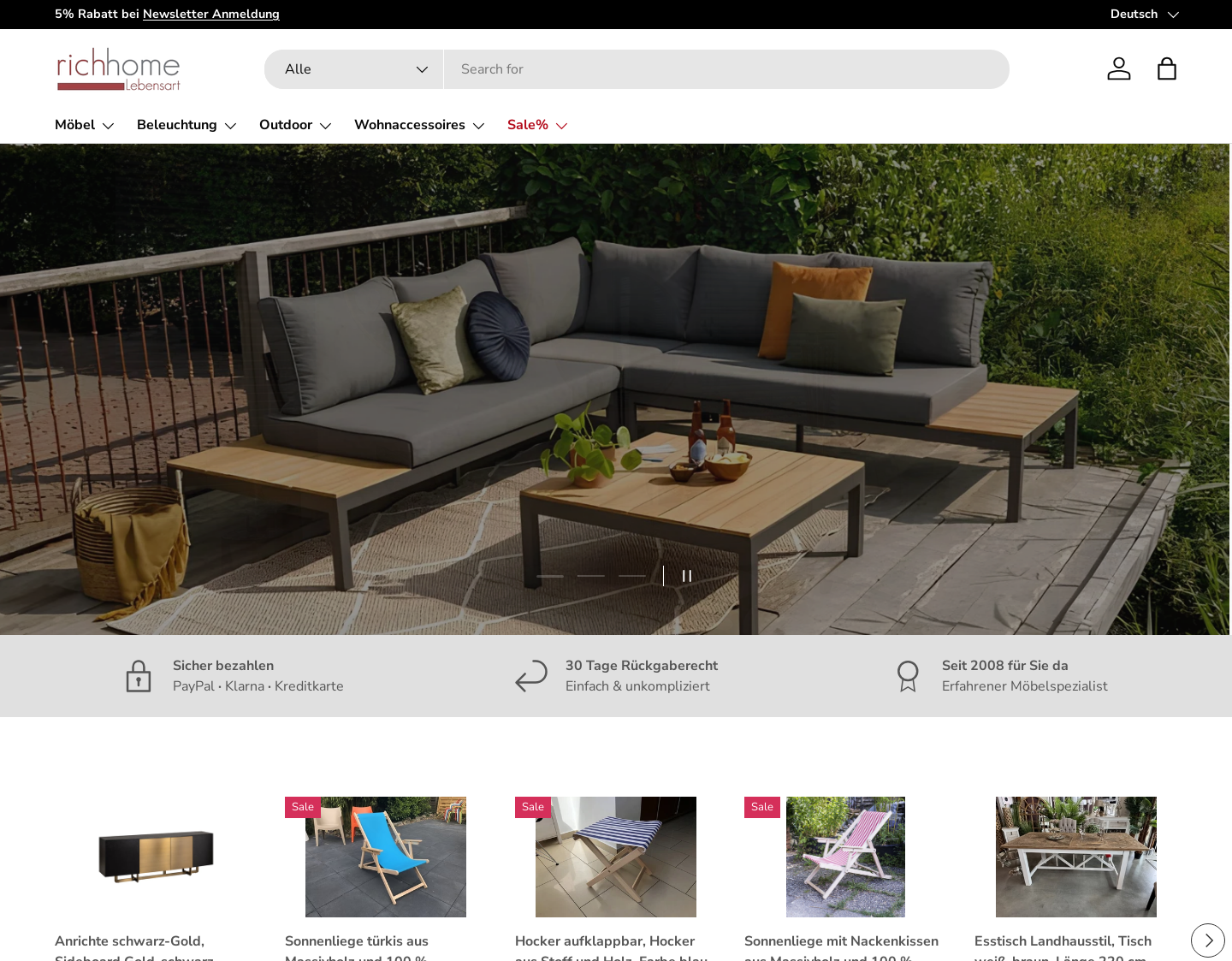 Aktuelle Website-Vorschau von Stylische Möbel von richhome