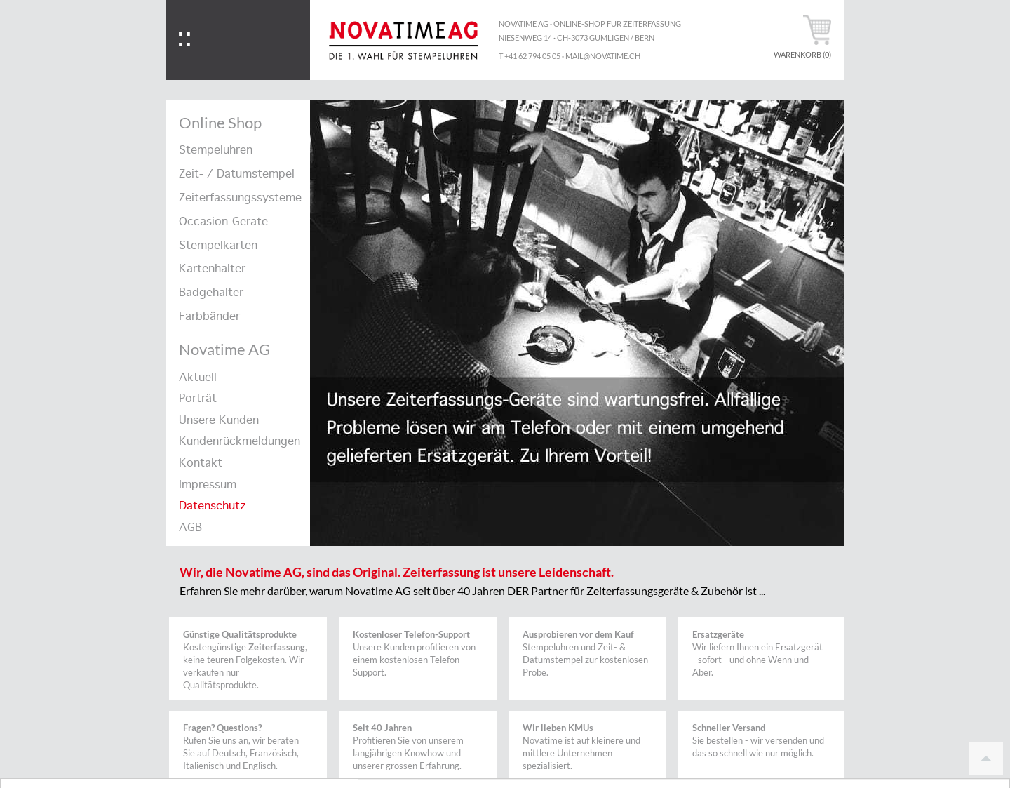Aktuelle Website-Vorschau von Alarmanlage von Novatime AG