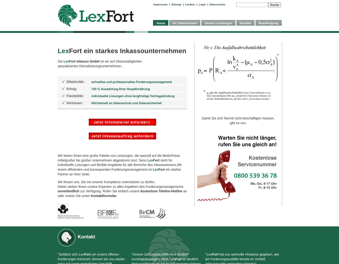 Aktuelle Website-Vorschau von Inkassounternehmen