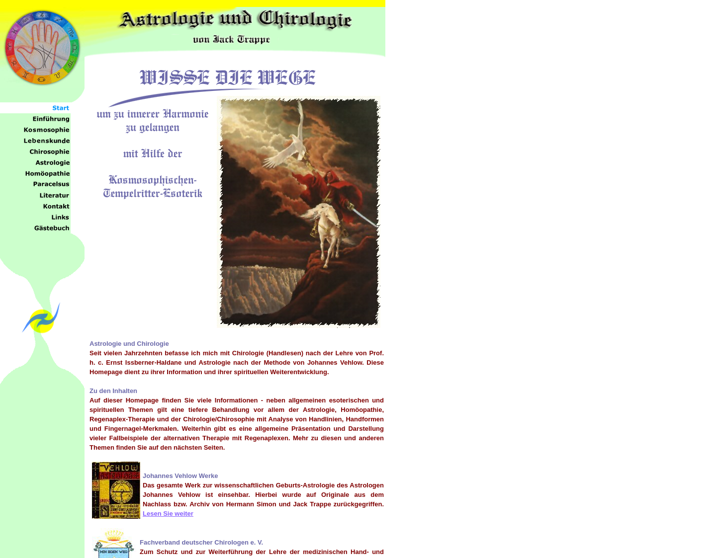 Aktuelle Website-Vorschau von Astrologie und Handlesen