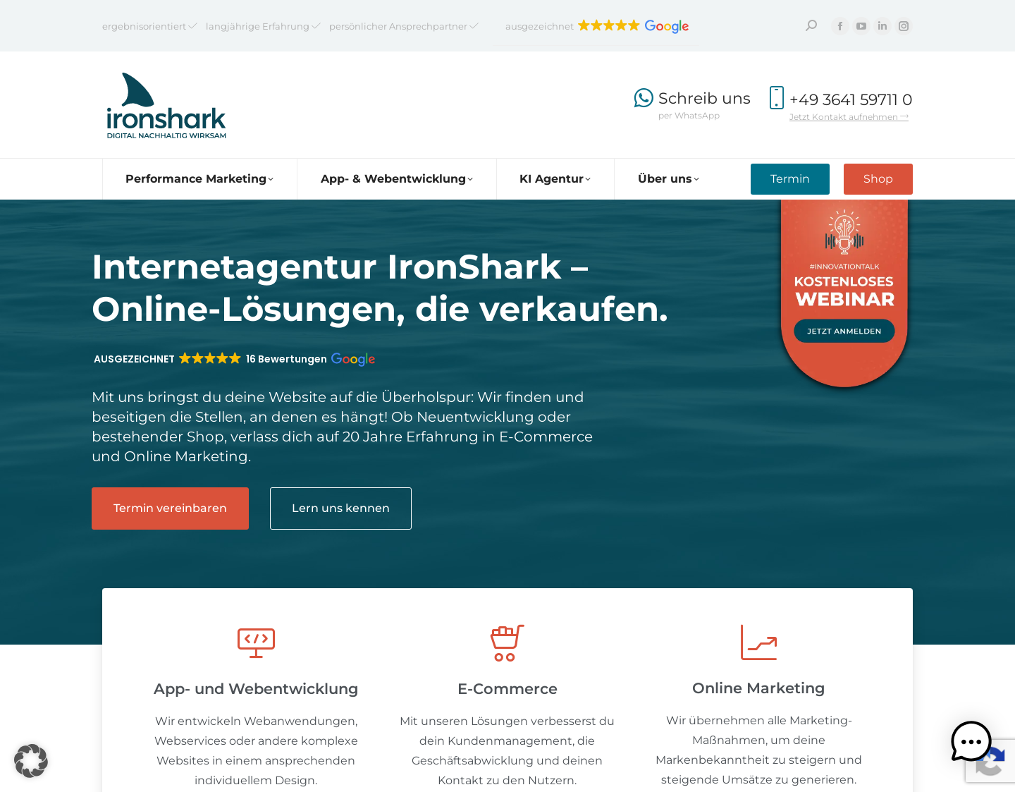 Aktuelle Website-Vorschau von IronShark.de - Ecommerce Lösungen