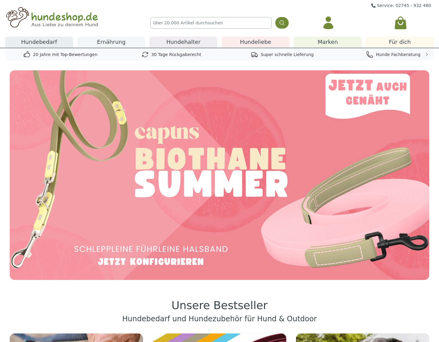 Aktuelle Website-Vorschau von Hundehalsband Onlineshop