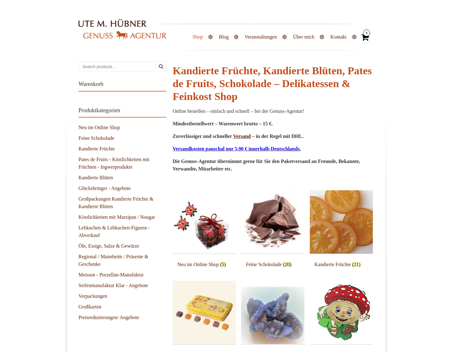 Aktuelle Website-Vorschau von Onlineshop für Weine, Delikatessen
