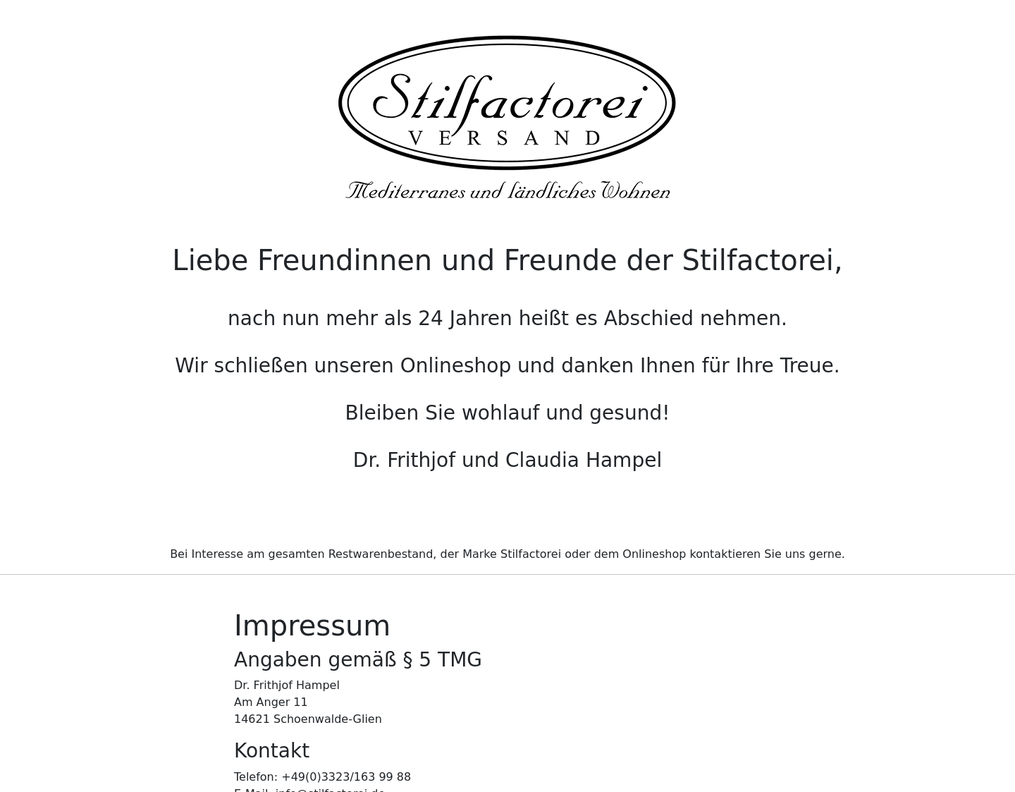 Aktuelle Website-Vorschau von Stilfactorei, Wohnen wie in der Französischen Prov