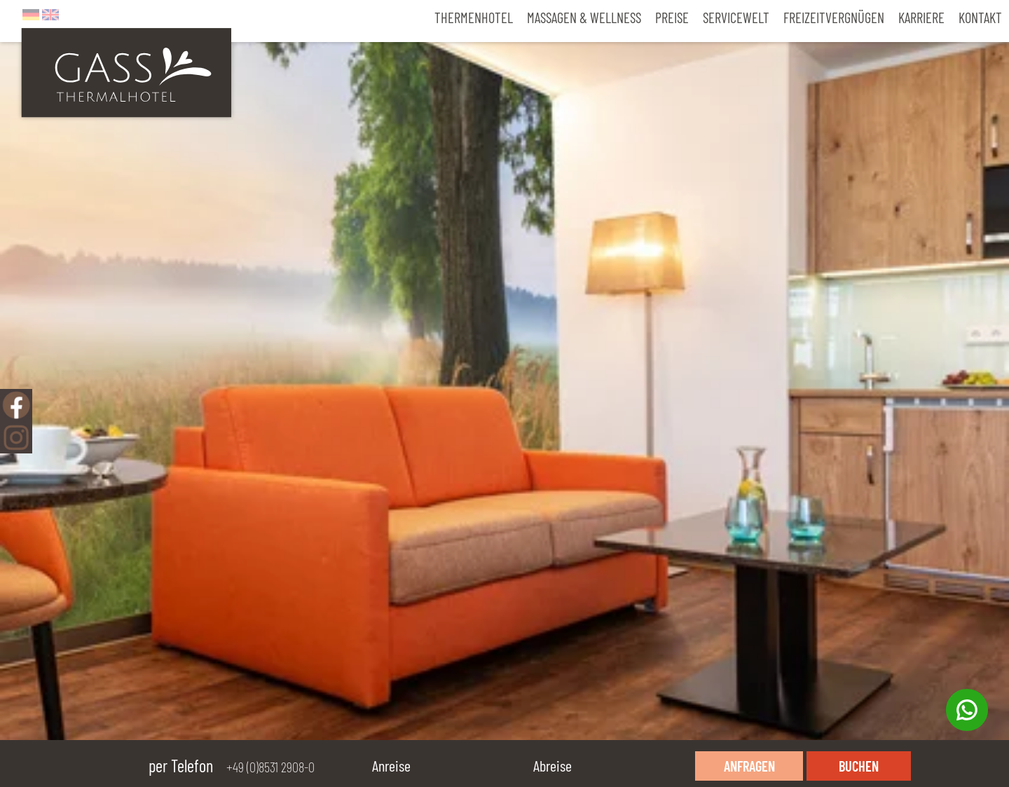 Aktuelle Website-Vorschau von Kur Appartements