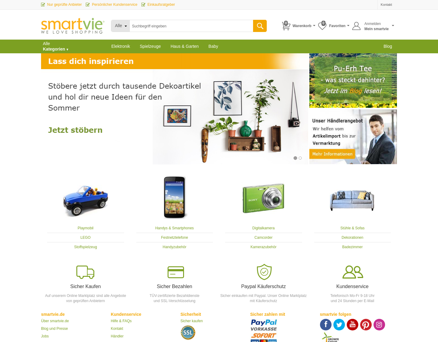 Aktuelle Website-Vorschau von smartvie - der sichere online Marktplatz