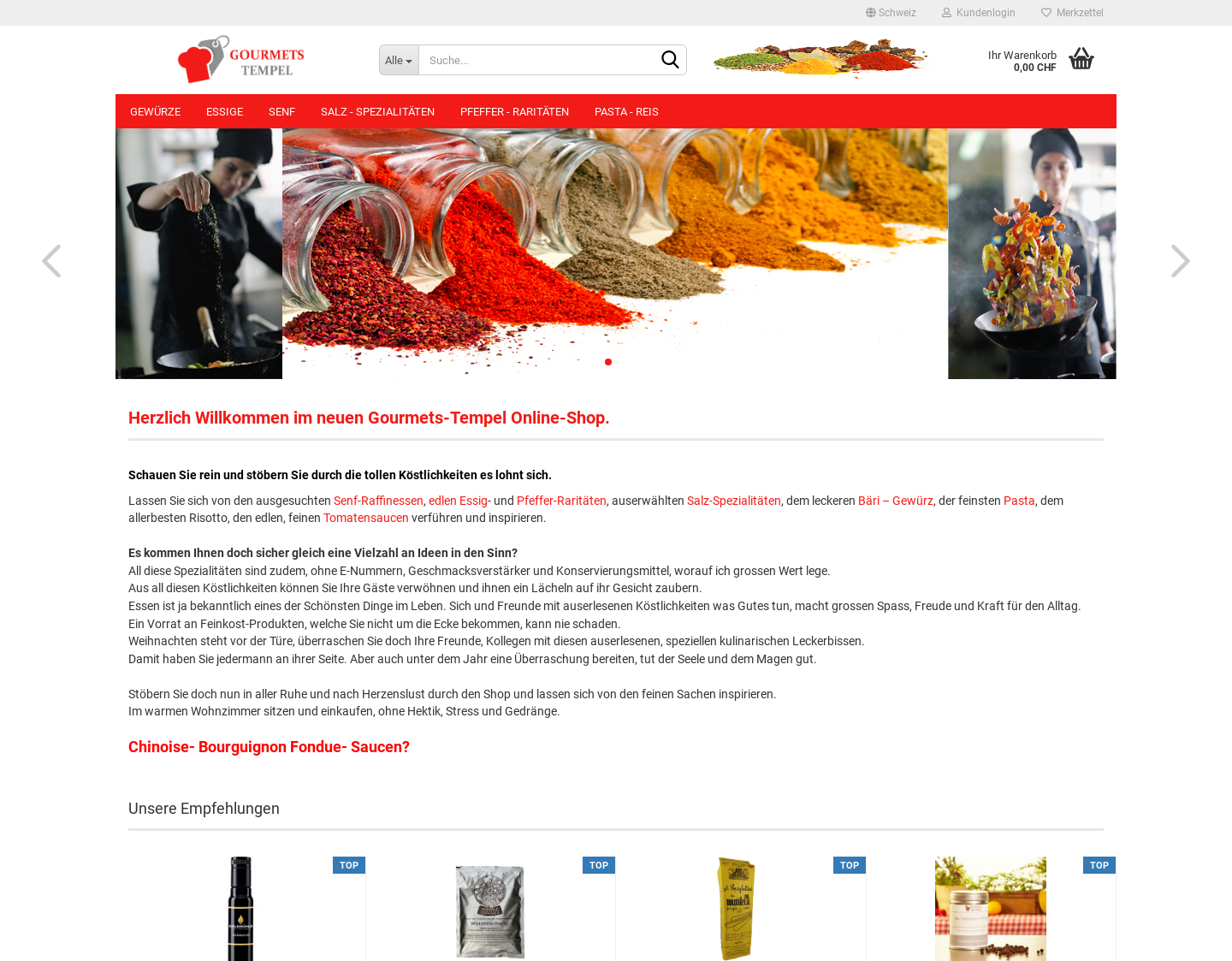 Aktuelle Website-Vorschau von Gourmets-Tempel für Feinschmecker