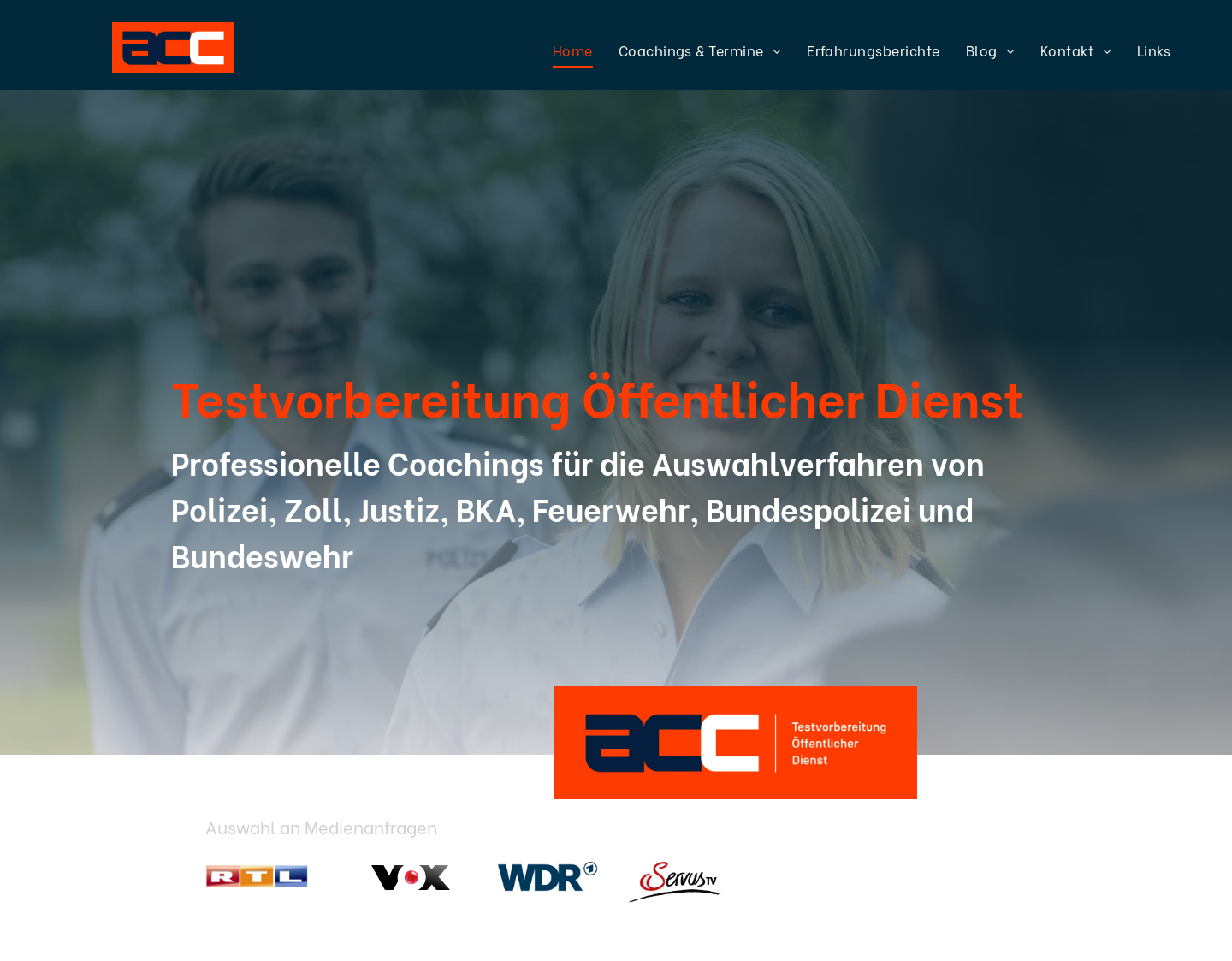 Aktuelle Website-Vorschau von Auswahlverfahren Zoll und Bundespolizei