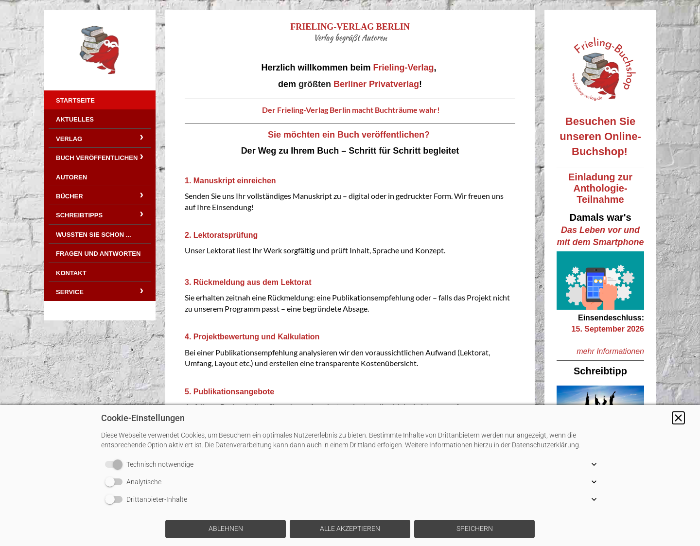 Aktuelle Website-Vorschau von Frieling-Verlag Berlin