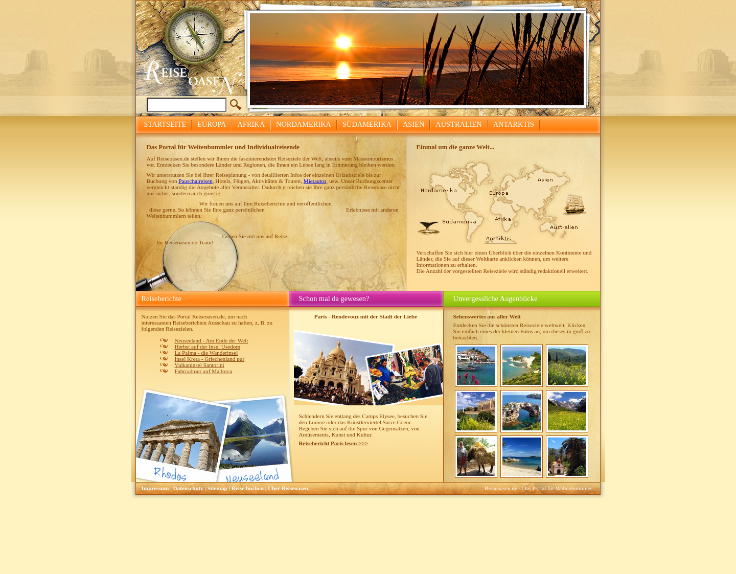 Aktuelle Website-Vorschau von Beliebte Reiseziele für den Weltenbummler