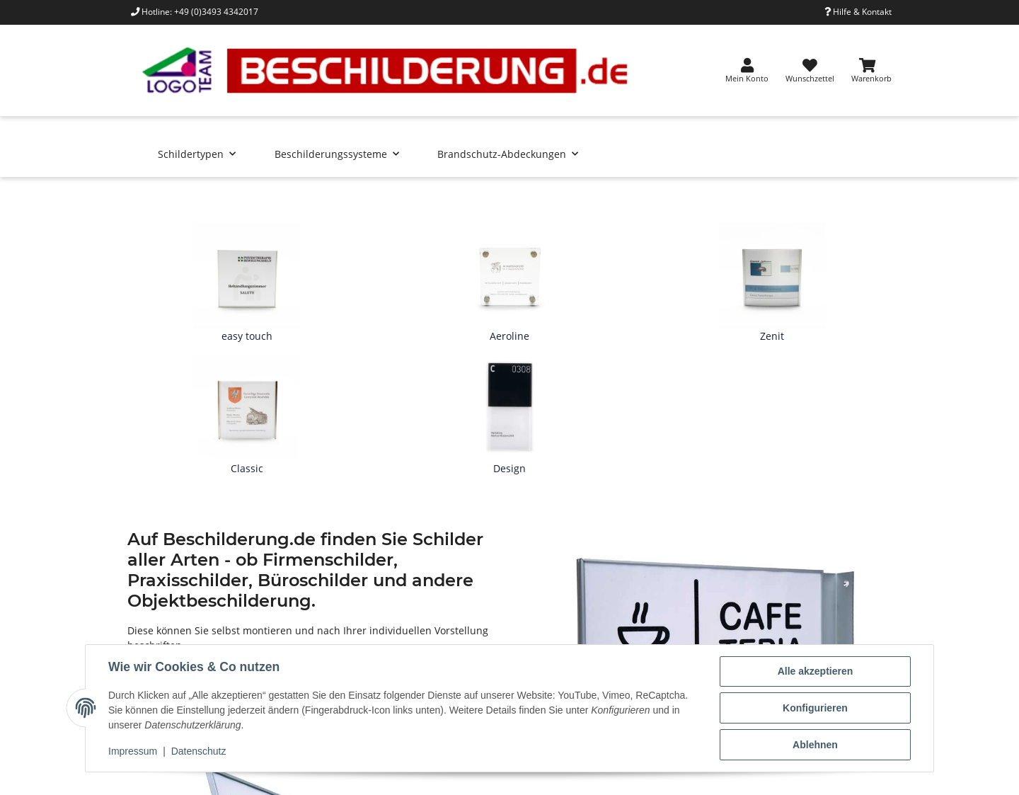 Aktuelle Website-Vorschau von Beschilderung