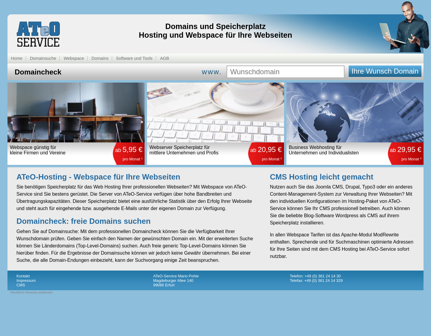 Aktuelle Website-Vorschau von Domaincheck - ATeO Hosting