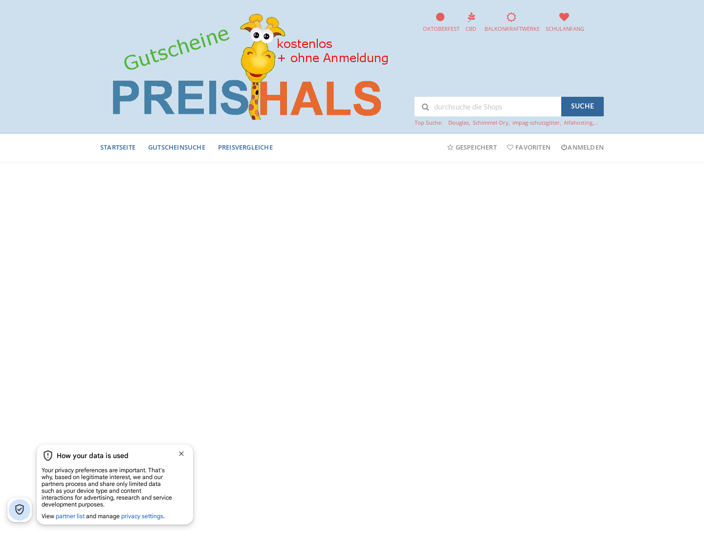 Aktuelle Website-Vorschau von Preishals - kostenlose Gutscheine