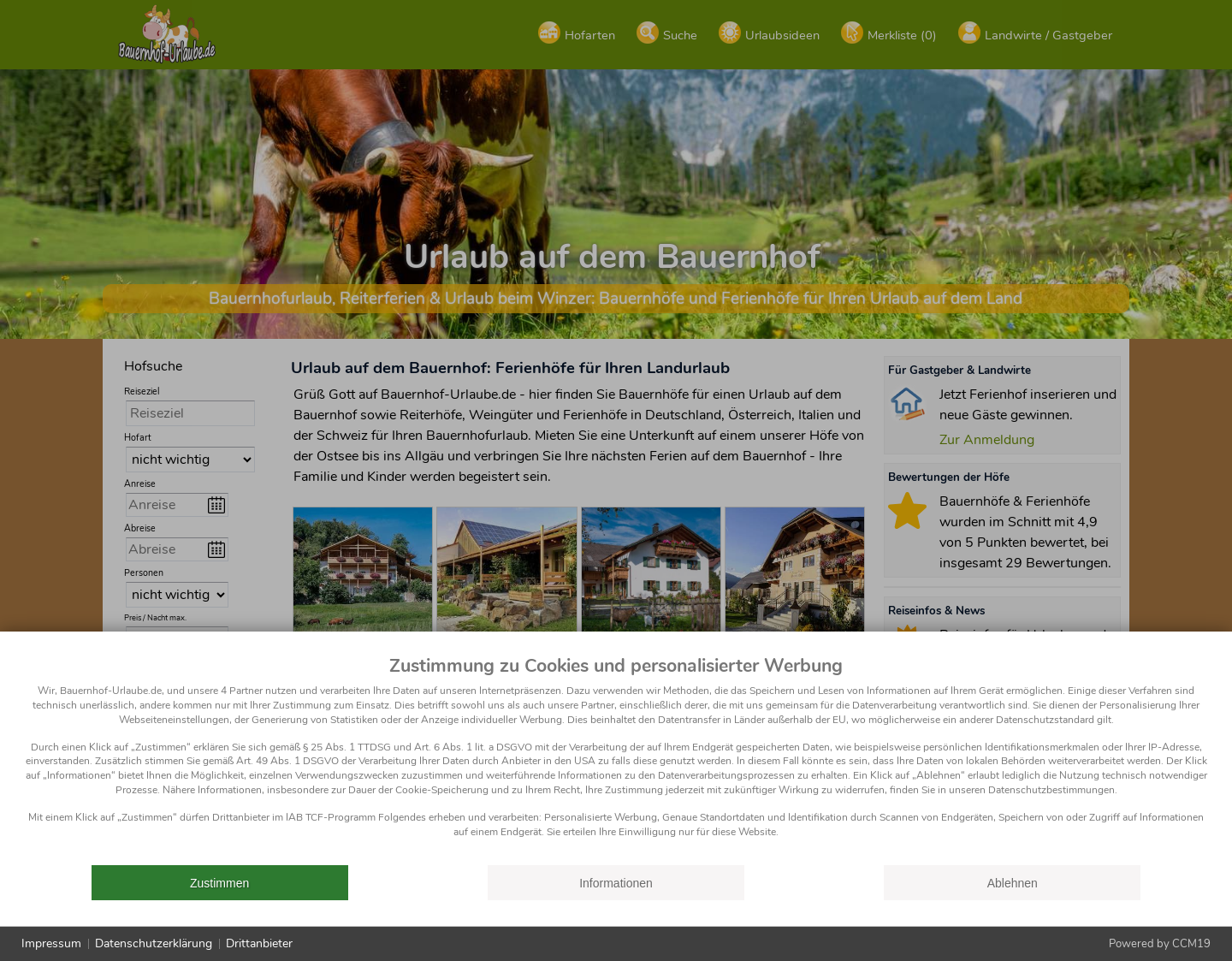 Aktuelle Website-Vorschau von Urlaub Bauernhof an der Ostsee