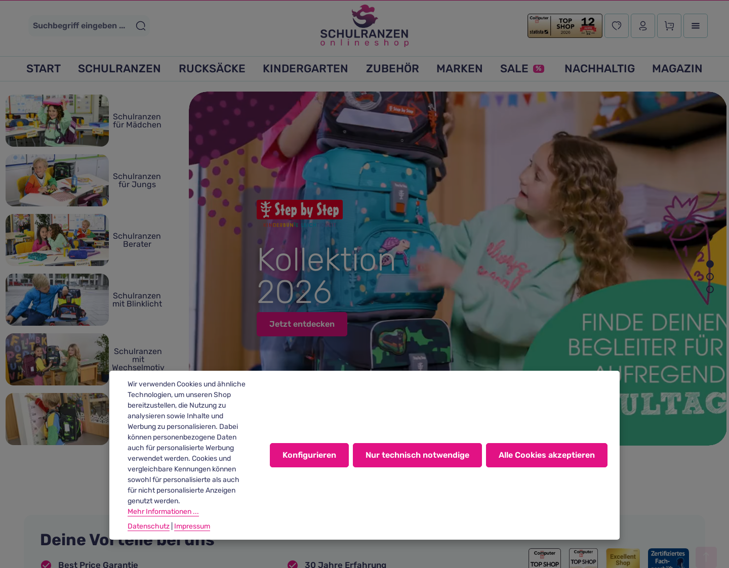 Aktuelle Website-Vorschau von schulranzen