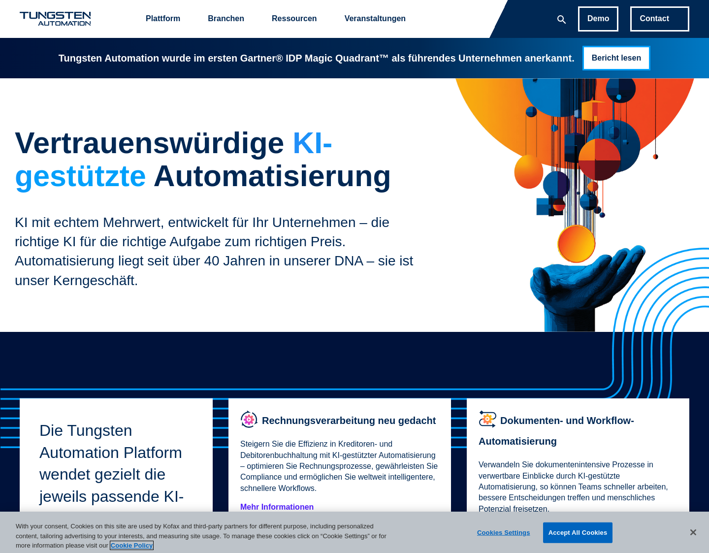Aktuelle Website-Vorschau von Dokumentenmanagement von Kofax