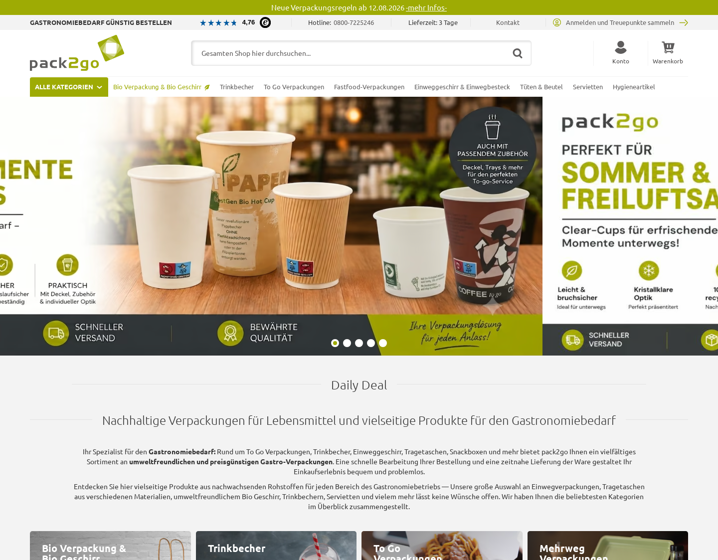 Aktuelle Website-Vorschau von Verpackungen