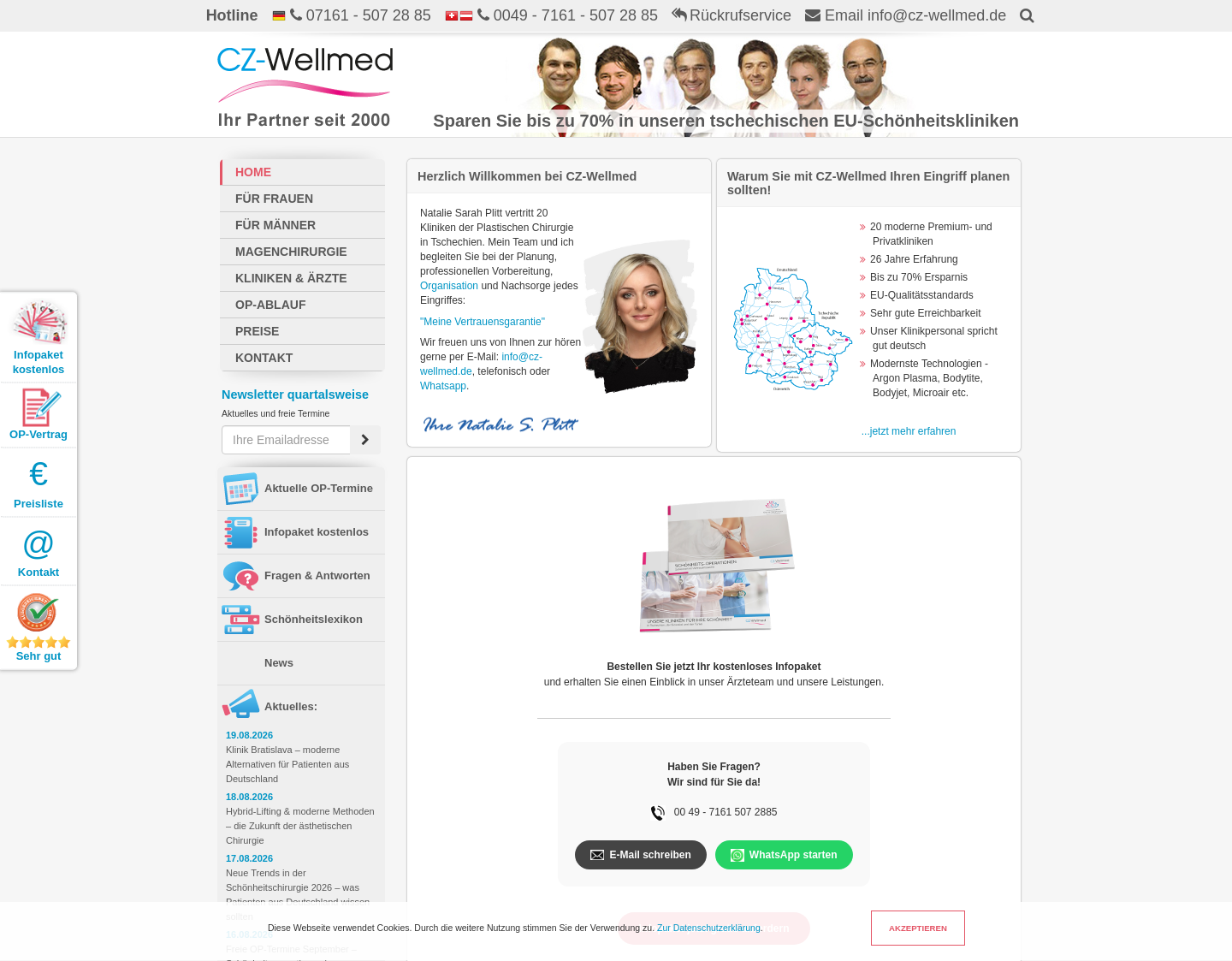 Aktuelle Website-Vorschau von BrustOP in Tschechien