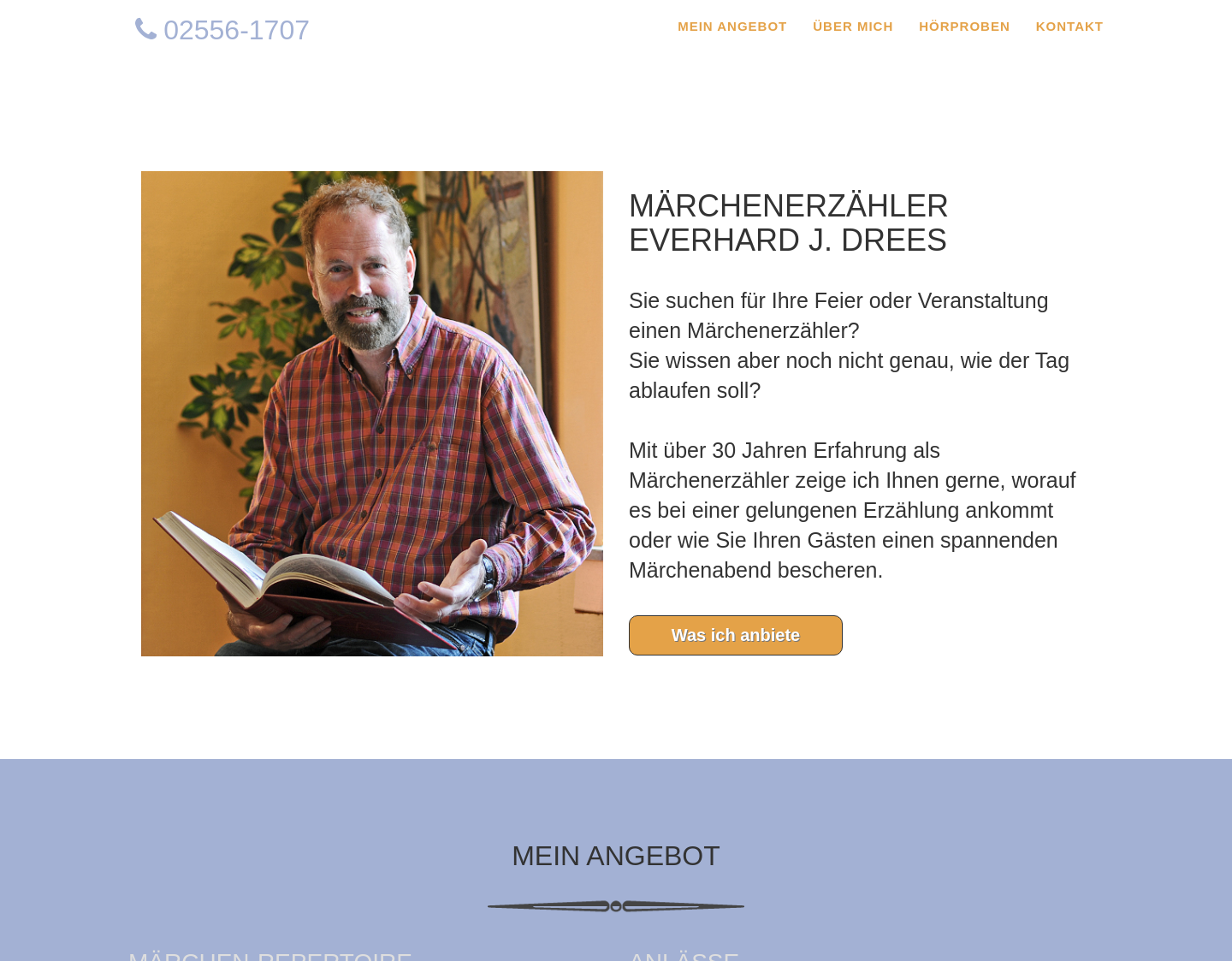 Aktuelle Website-Vorschau von Märchenerzähler Everhard Drees