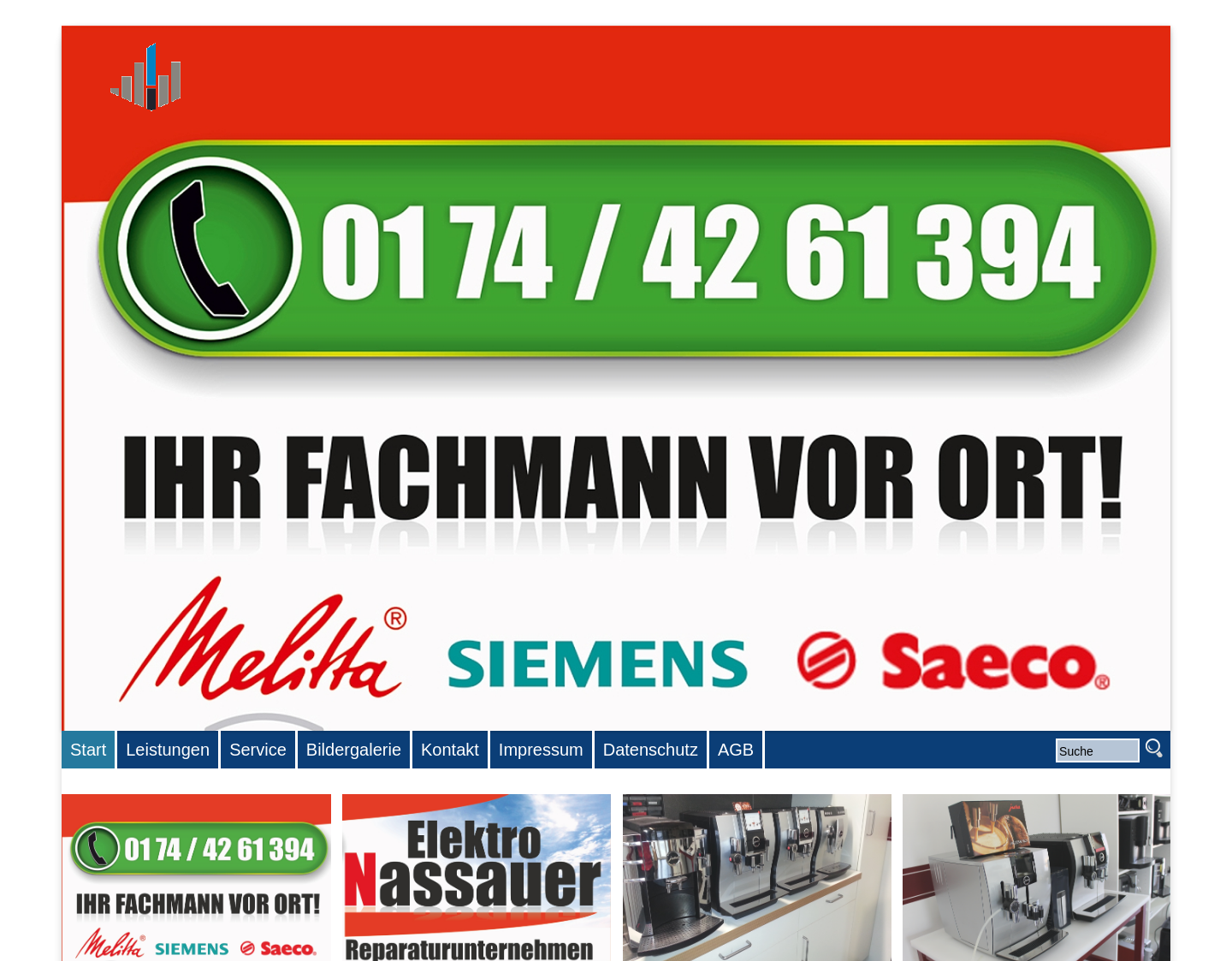 Aktuelle Website-Vorschau von Elektro Nassauer, Jura Kaffeeautomaten