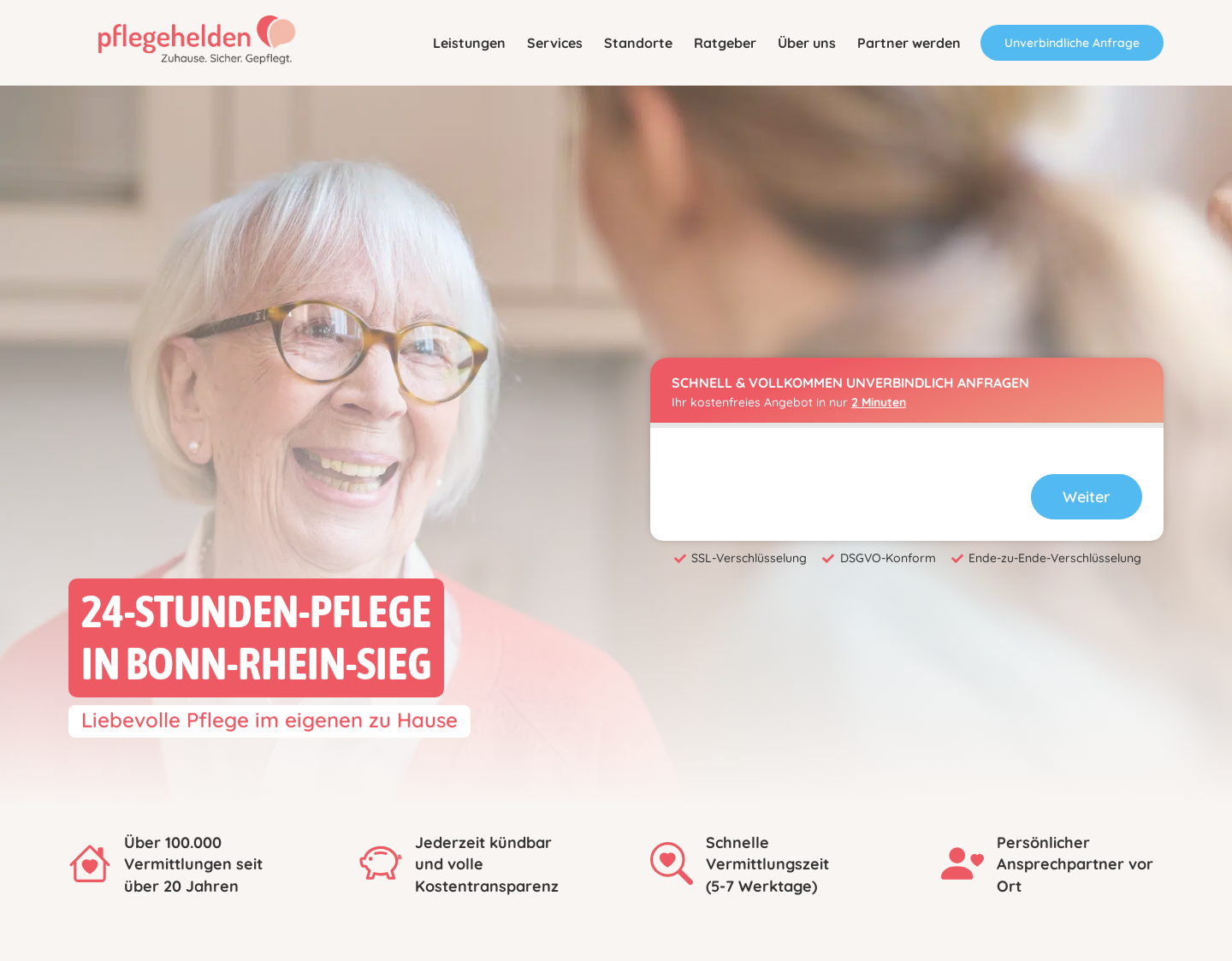 Aktuelle Website-Vorschau von Bezahlbare 24h Betreuung in Bonn