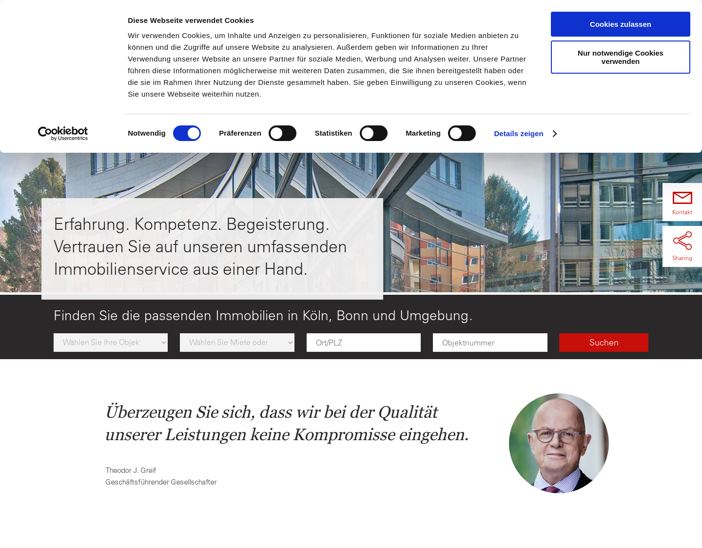 Aktuelle Website-Vorschau von Immobilien Köln