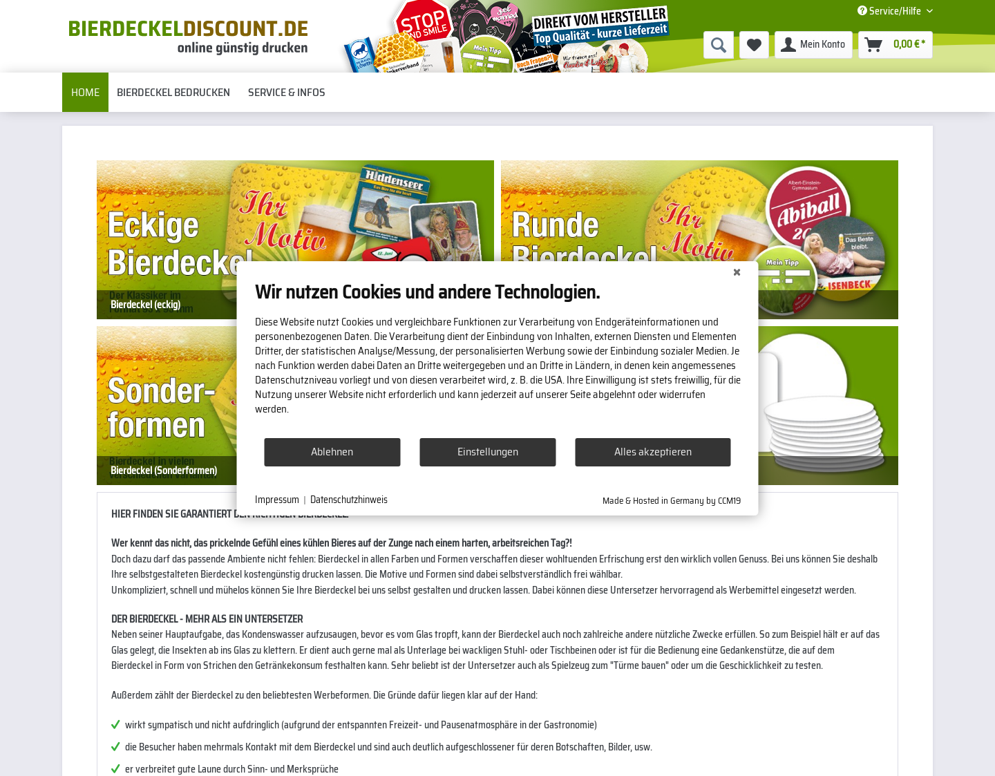 Aktuelle Website-Vorschau von bierdeckel