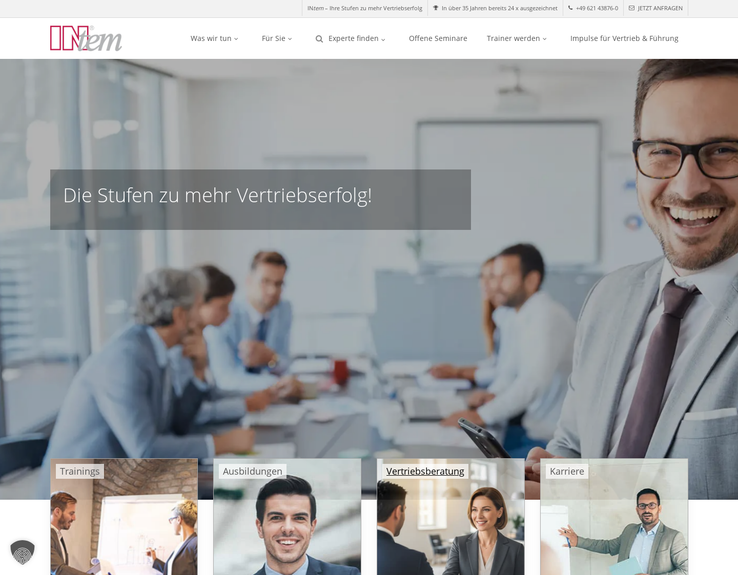 Aktuelle Website-Vorschau von INtem Führungskräftetraining