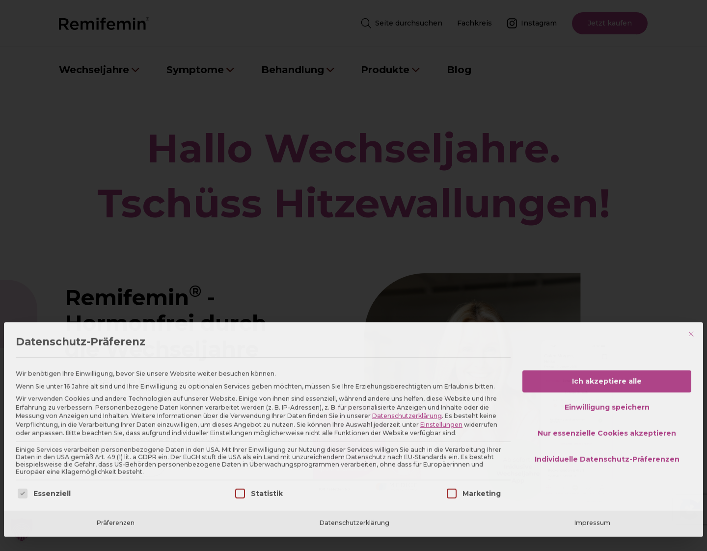 Aktuelle Website-Vorschau von Hilfe bei Symptomen der Wecheljahre