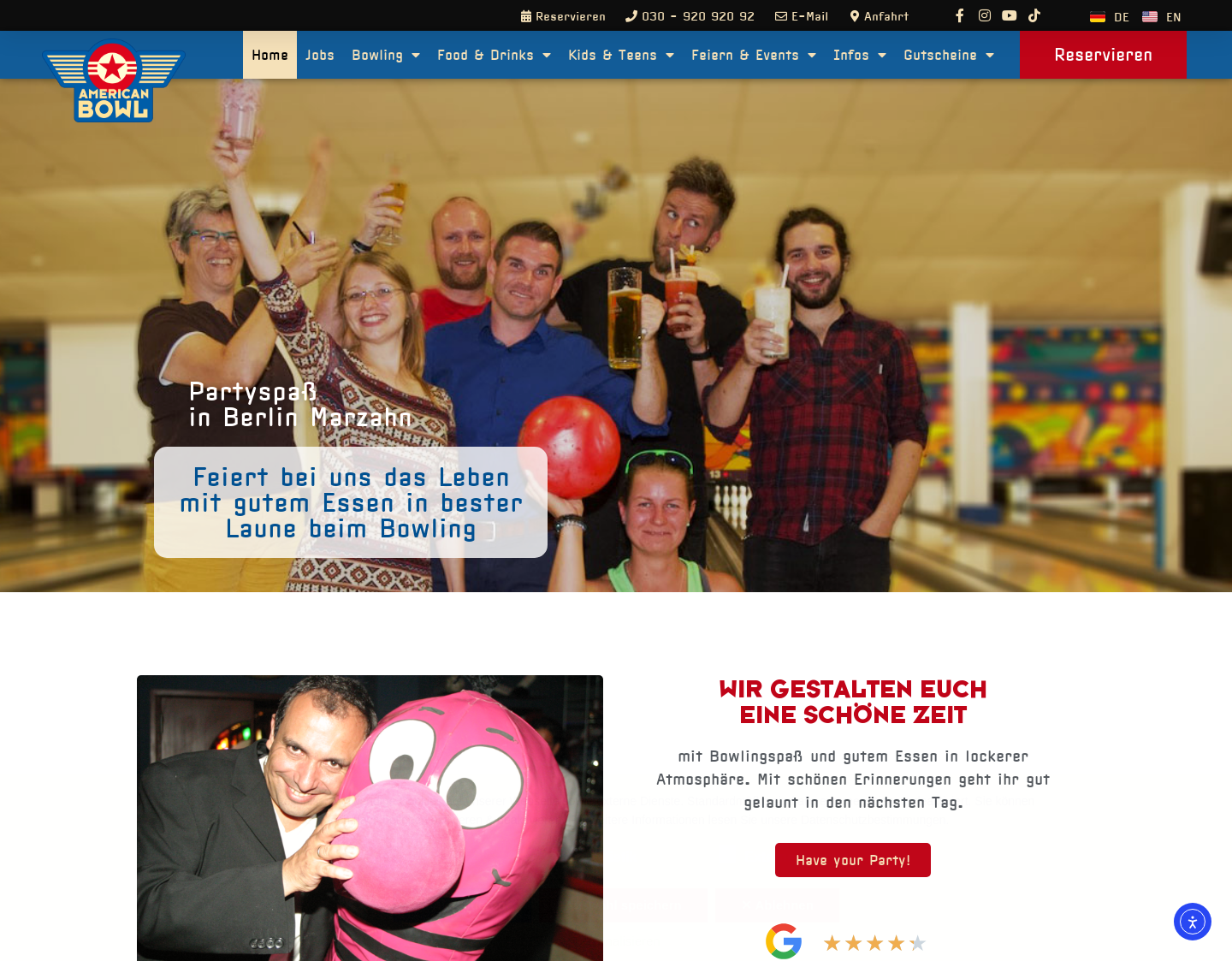 Aktuelle Website-Vorschau von Bowling in Berlin - Bowling für Alle !