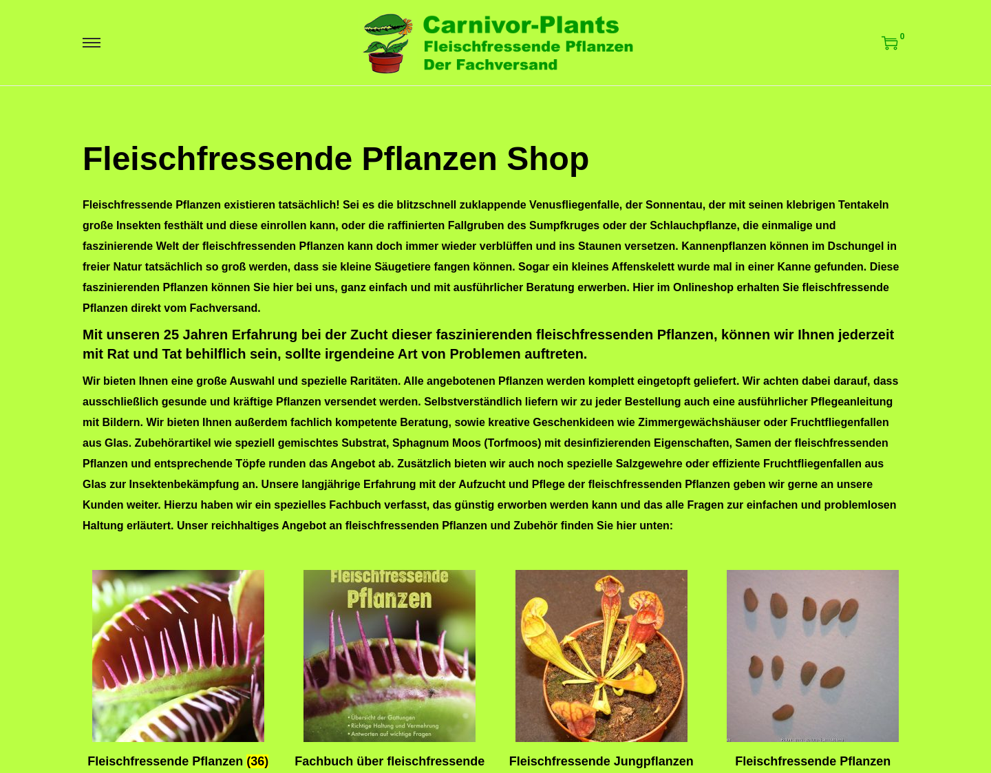 Aktuelle Website-Vorschau von Fleischfressende Pflanzen - Carnivor-Plants