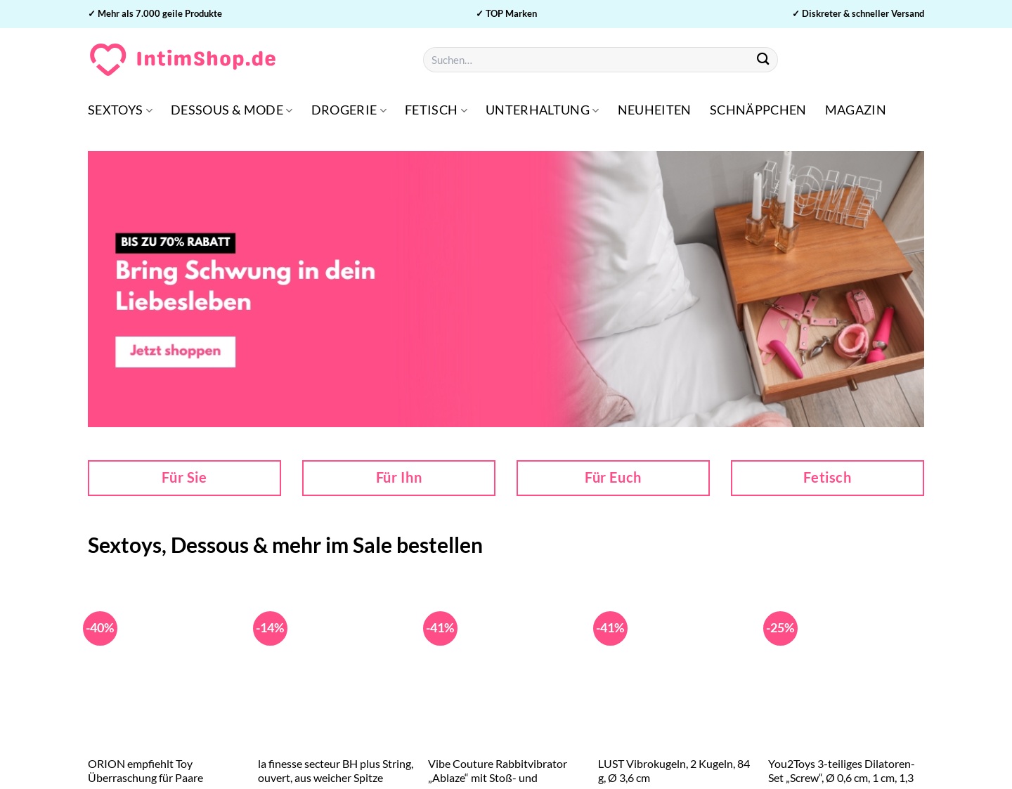 Aktuelle Website-Vorschau von Vibratoren & Dildos bei SimplyToys.de