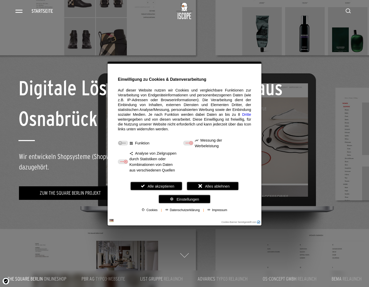 Aktuelle Website-Vorschau von ISCOPE GmbH