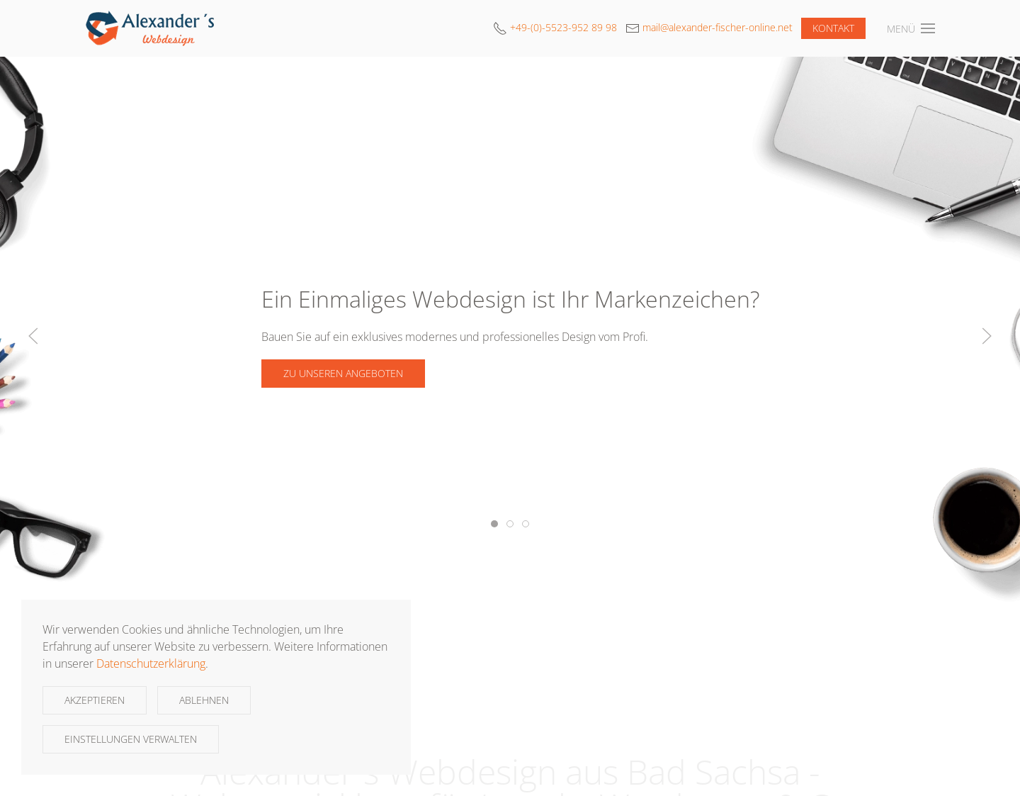 Aktuelle Website-Vorschau von Alexander Fischer - Webmaster