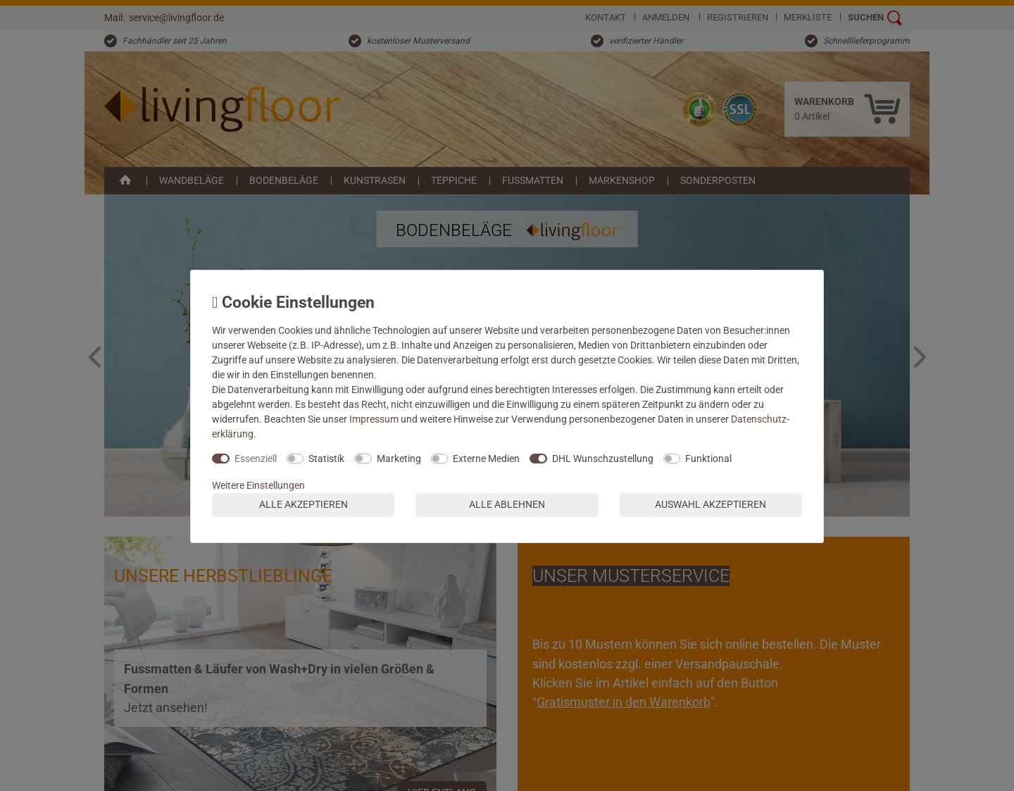 Aktuelle Website-Vorschau von Bodenbeläge und Einrichten mit livingfloor