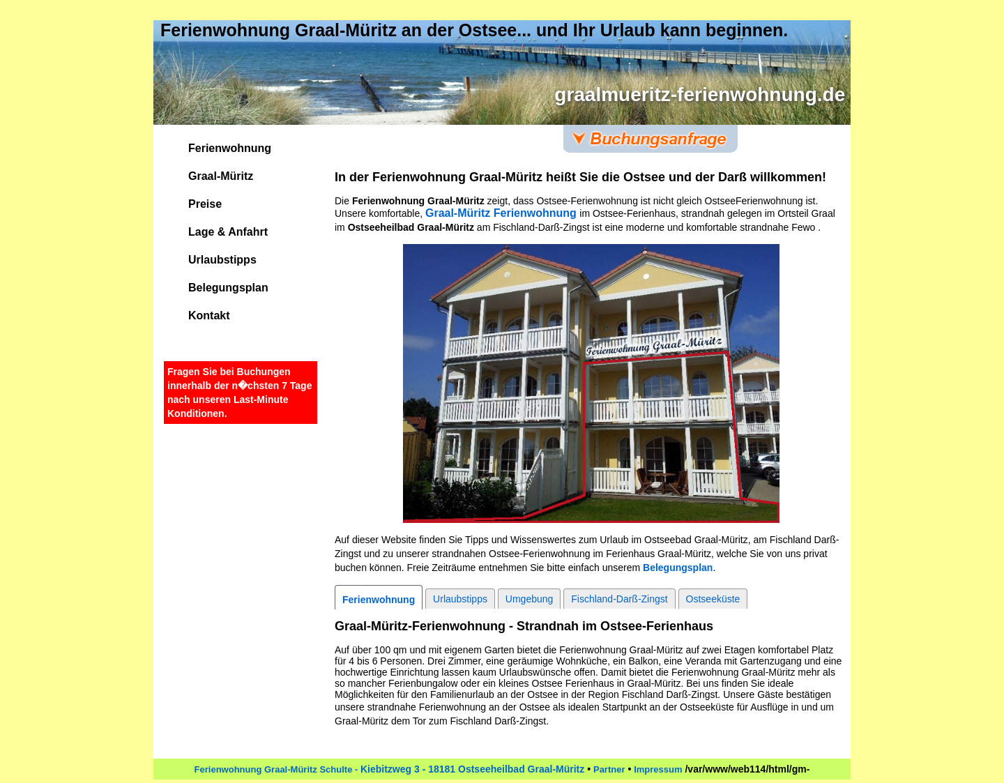 Aktuelle Website-Vorschau von Ostsee-Ferienwohnung Graal-Müritz
