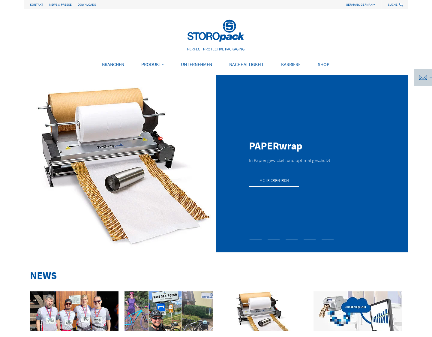 Aktuelle Website-Vorschau von Verpackungsmaterial - Storopack
