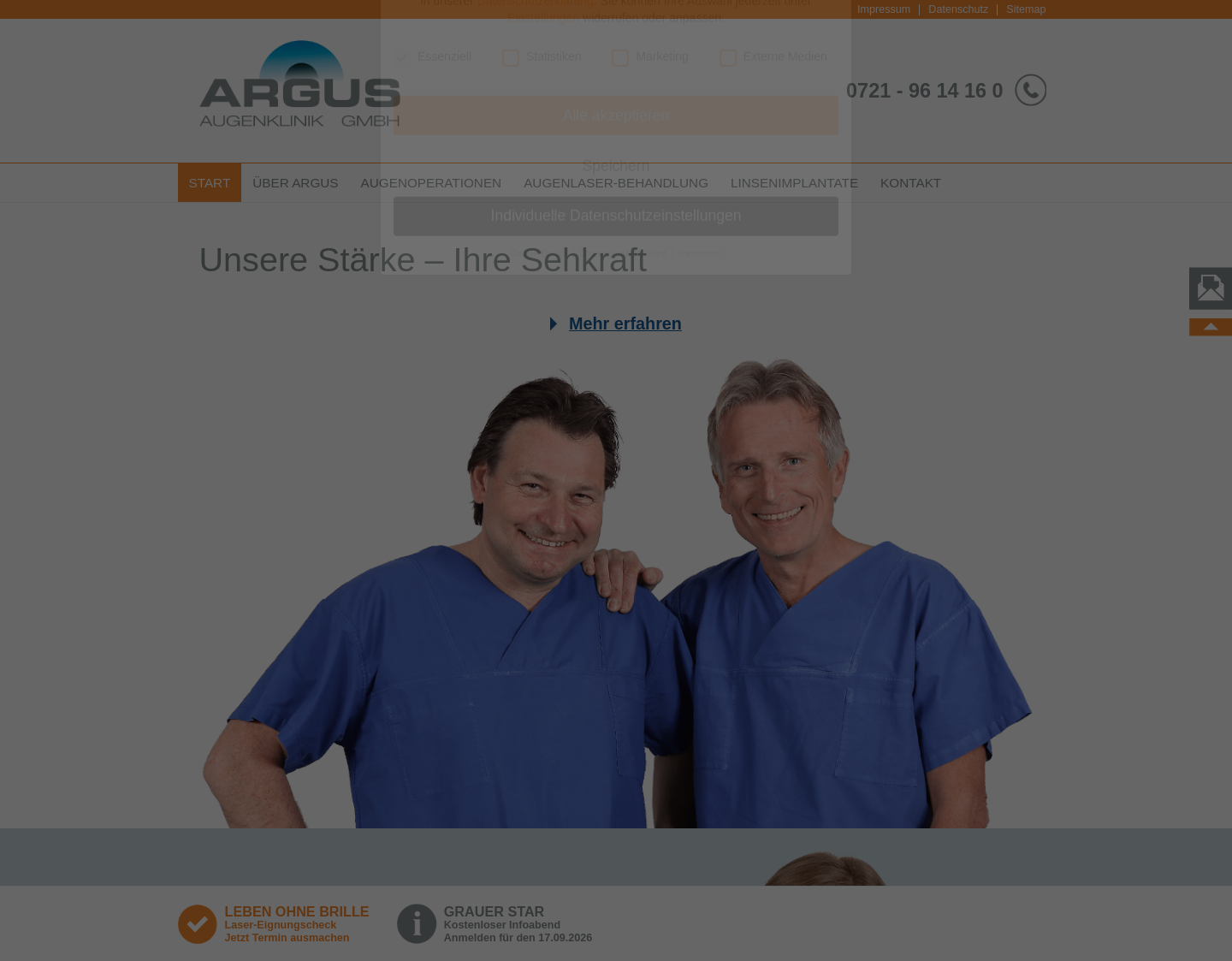 Aktuelle Website-Vorschau von Argus Augenklinik GmbH