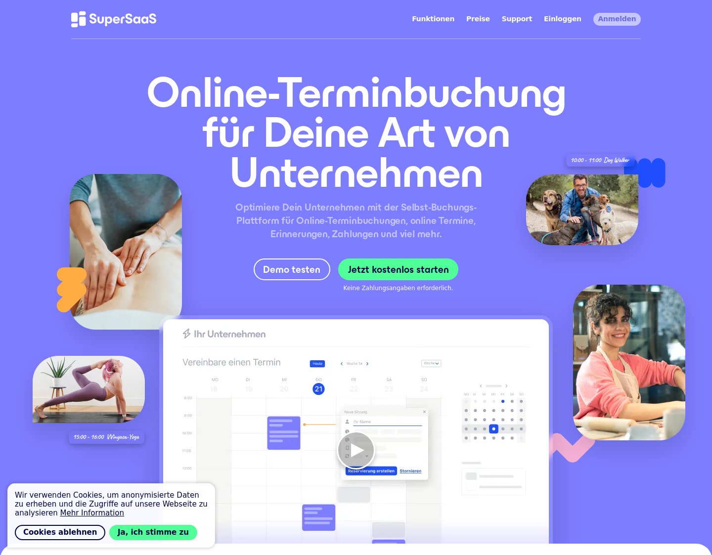 Aktuelle Website-Vorschau von Ein online Buchungssystem bestellen